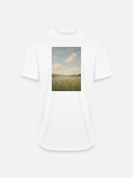 Meadow Bloom Under Wide Sky - Long Body Men’s T-Shirt - white