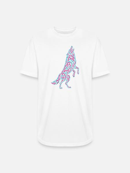 Howling Wolf Calligraffiti - Long Body Men’s T-Shirt - white