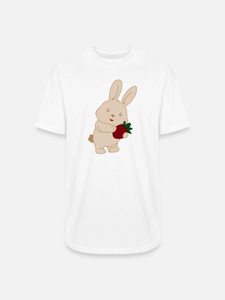 Bunny Holding Strawberry Charm - Long Body Men’s T-Shirt - white