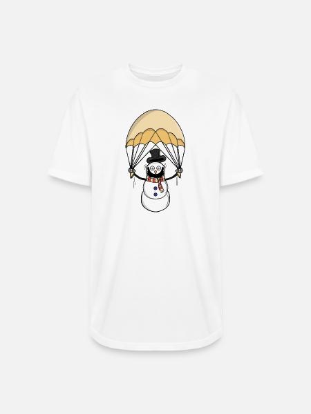 Parachuting Snowman - Long Body Men’s T-Shirt - white