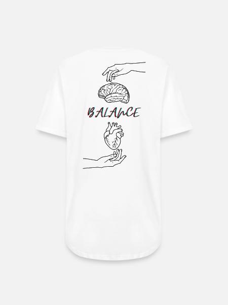 The Balance = Brain & Heart - Long Body Men’s T-Shirt - white