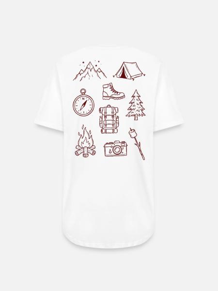Adventure Enthusiast Camping Doodle Collage - Long Body Men’s T-Shirt - white