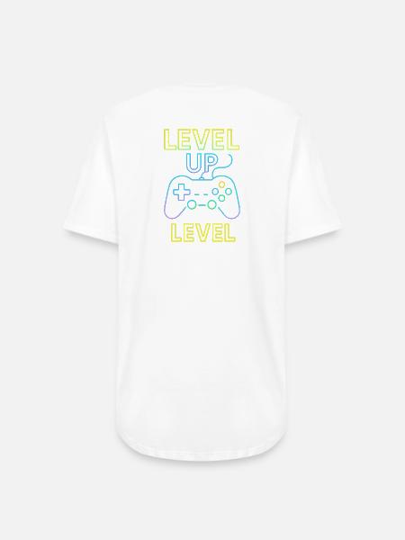 Neon Level Up Controller - Long Body Men’s T-Shirt - white