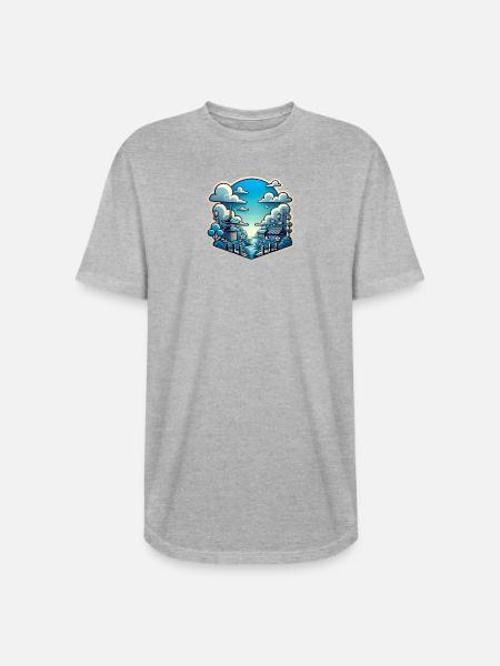 Sky blue - Long Body Men’s T-Shirt - heather gray