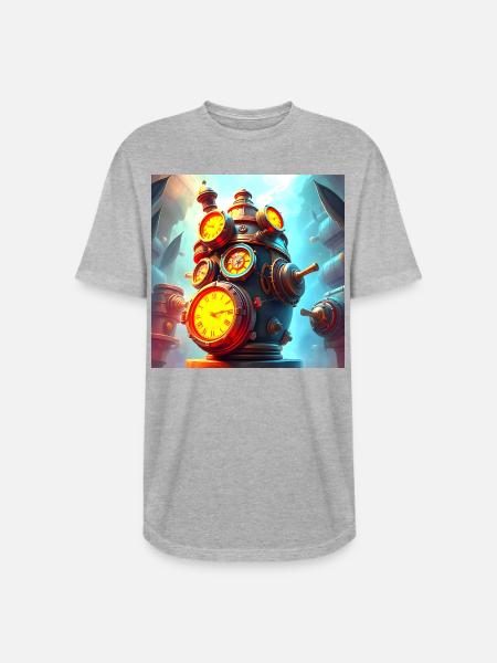 Clockwork Steam Engine - Long Body Men’s T-Shirt - heather gray