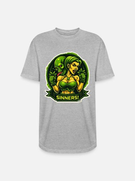 Sinners! Green Femme vs Demon - Long Body Men’s T-Shirt - heather gray
