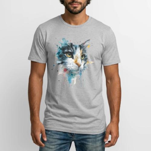 Watercolor cat face - Long Body Men’s T-Shirt