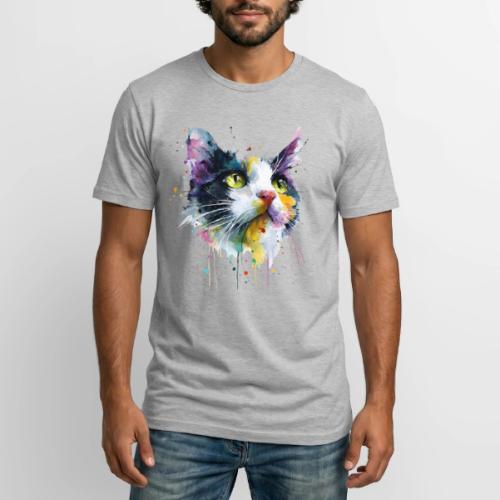 Cat: Painted Purr Expression - Long Body Men’s T-Shirt