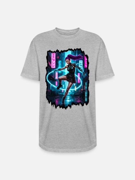 Cyberpunk Aesthetic — Phantom Protocol - Long Body Men’s T-Shirt - heather gray