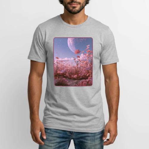 Cosmic Moon & Cosmos Flowers Art - Long Body Men’s T-Shirt