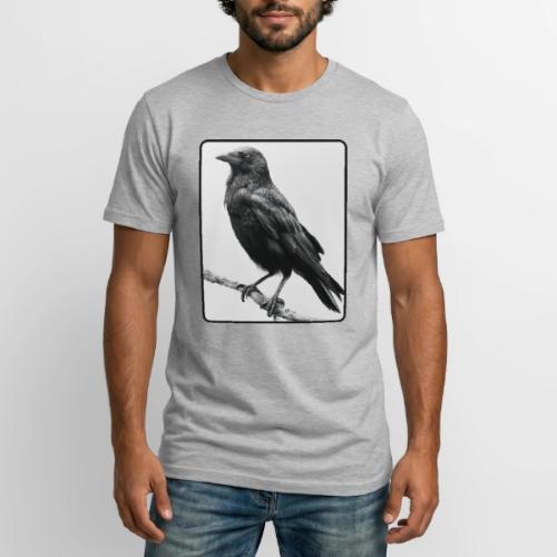 Raven Black and White Art Design - Long Body Men’s T-Shirt