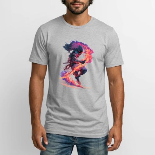 Flaming Ninja Warrior Fantasy Design - Long Body Men’s T-Shirt