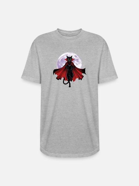 Vampire Cat Under Full Moon - Long Body Men’s T-Shirt - heather gray