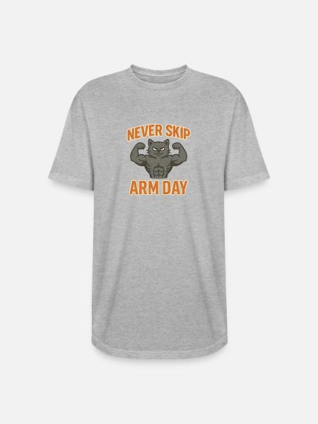 Never Skip Arm Day - Long Body Men’s T-Shirt - heather gray