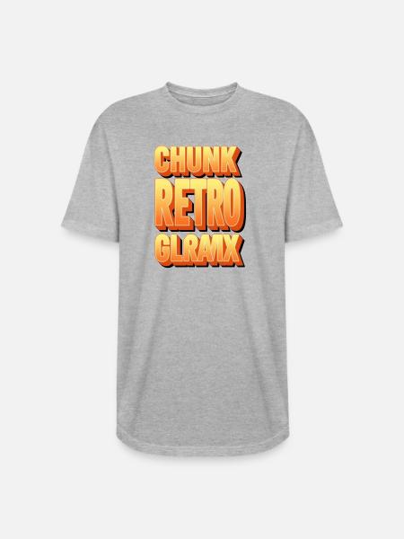 Chunk Retro Glow Glyph - Long Body Men’s T-Shirt - heather gray