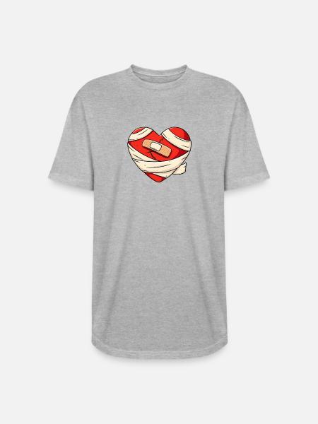 Healing Heart - Long Body Men’s T-Shirt - heather gray