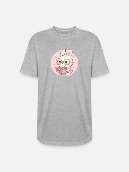 Overthinking Queen Bunny Reading - Long Body Men’s T-Shirt - heather gray