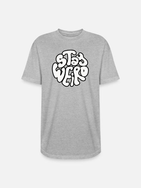 Stay Weird Retro Circle Text - Long Body Men’s T-Shirt - heather gray