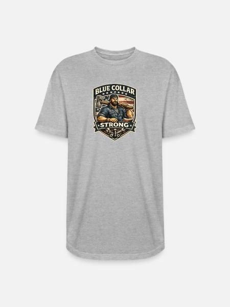 Blue Collar Strong  - Long Body Men’s T-Shirt - heather gray