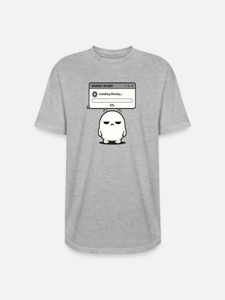 Monday Update Ghost: Low Progress - Long Body Men’s T-Shirt - heather gray