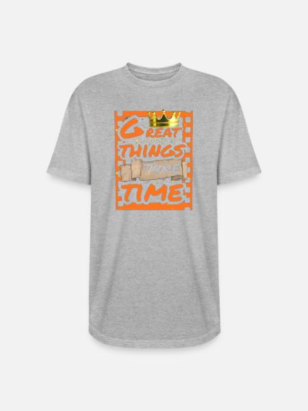 Great Things Take Time Motif - Long Body Men’s T-Shirt - heather gray