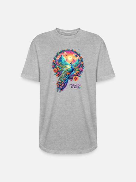 Paradise Flight Peacock - Long Body Men’s T-Shirt - heather gray
