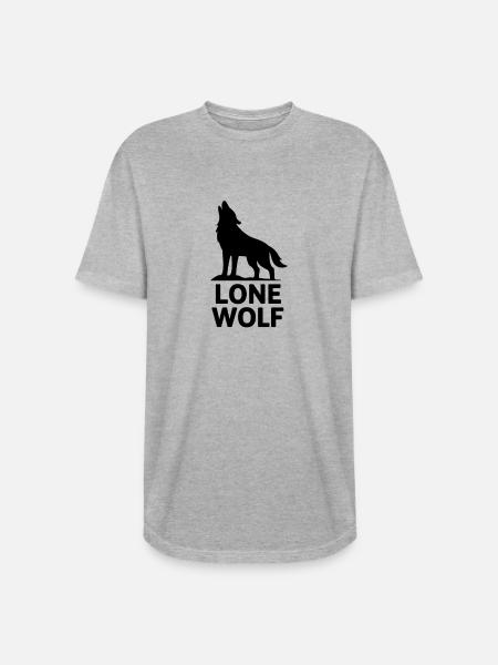 Lone Wolf Howling Silhouette - Long Body Men’s T-Shirt - heather gray