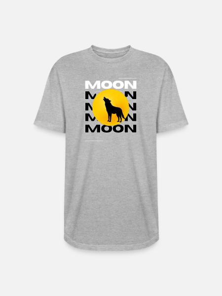 Howling Wolf Full Moon Graphic - Long Body Men’s T-Shirt - heather gray