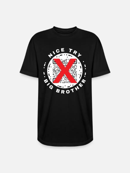 Nice Try Big Brother Privacy QR Code Design - Long Body Men’s T-Shirt - black