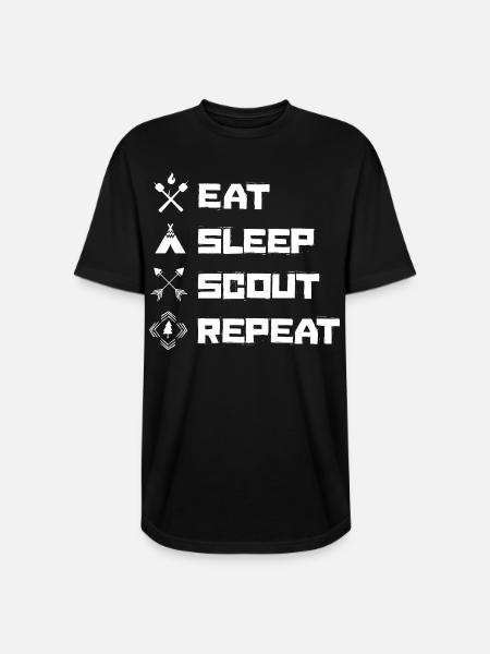 Eat Sleep Scout Repeat Scouting Hobby - Long Body Men’s T-Shirt - black