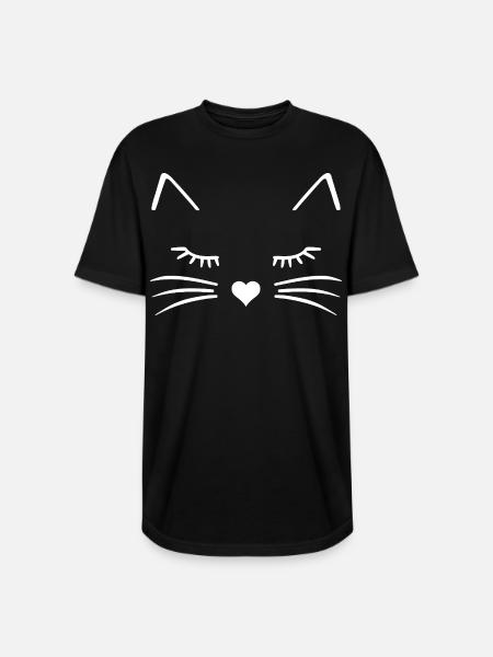 Cat Face - Long Body Men’s T-Shirt - black