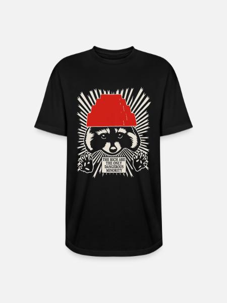 Raccoon DEVO Hat Poster – Bold Political Art Print - Long Body Men’s T-Shirt - black