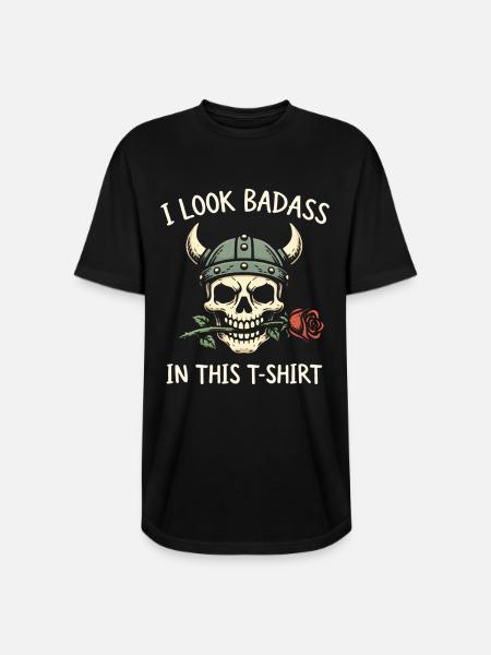 Badass Skull Viking Tee - Long Body Men’s T-Shirt - black