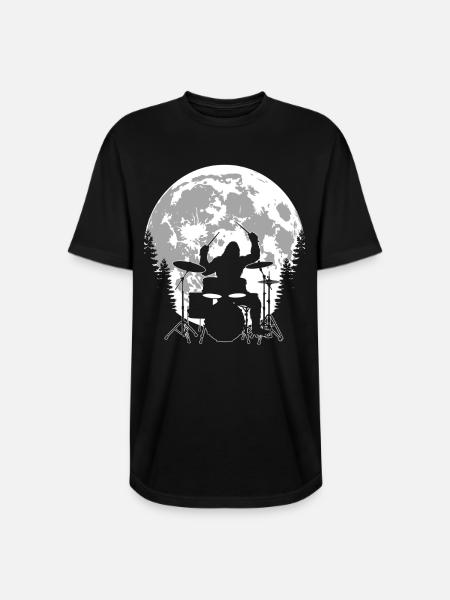 Bigfoot Drummer Moon - Long Body Men’s T-Shirt - black