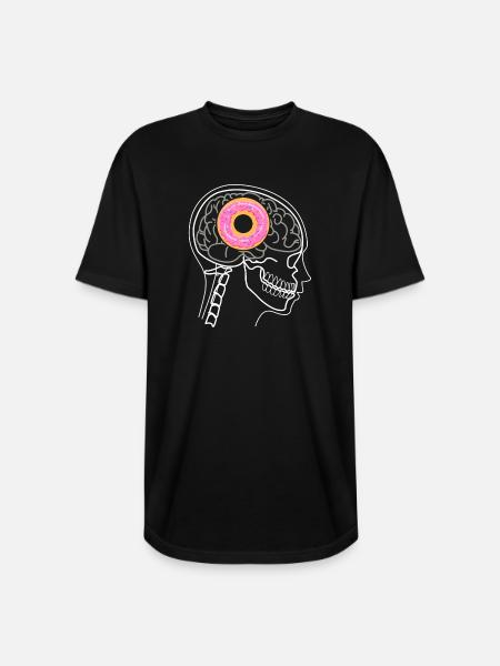 DONUT ON BRAIN X-RAY DESIGN - Long Body Men’s T-Shirt - black