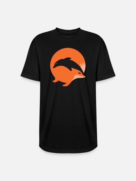 Fox or Dolphin in this fun optical illusion - Long Body Men’s T-Shirt - black