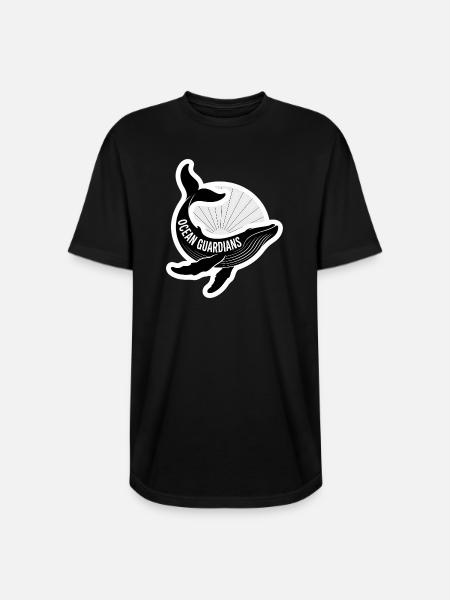 Ocean Guardians Whale Emblem - Long Body Men’s T-Shirt - black