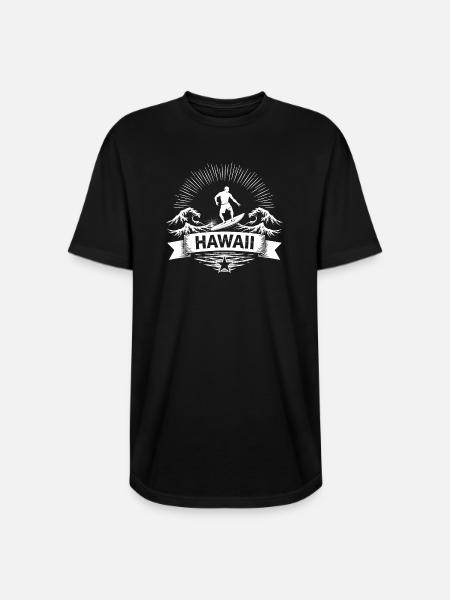 Hawaii Surf Sunburst Emblem - Long Body Men’s T-Shirt - black