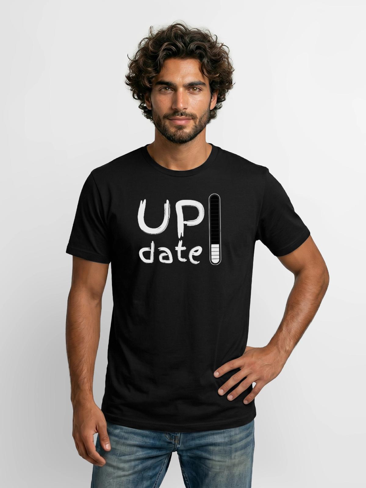 UPdate - Long Body Men’s T-Shirt - black - Front - AI Model Male 185 light (185cm)