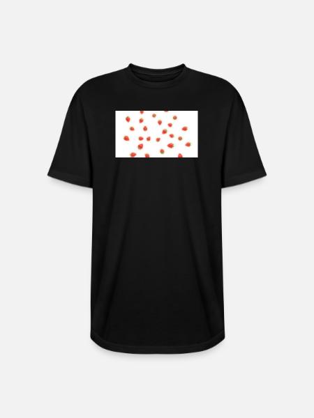 Strawberry Scatter Pattern - Long Body Men’s T-Shirt - black