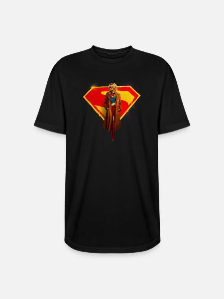 Supergirl Movie Kara In Front Of Supergirl Emblem - Long Body Men’s T-Shirt - black