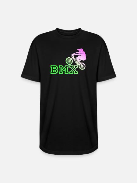 Neon BMX Rider Emblem - Long Body Men’s T-Shirt - black