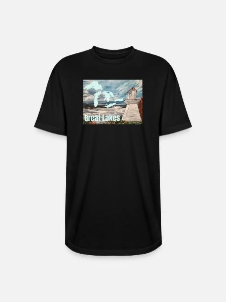 Great Lakes Lighthouse Poster - Long Body Men’s T-Shirt - black