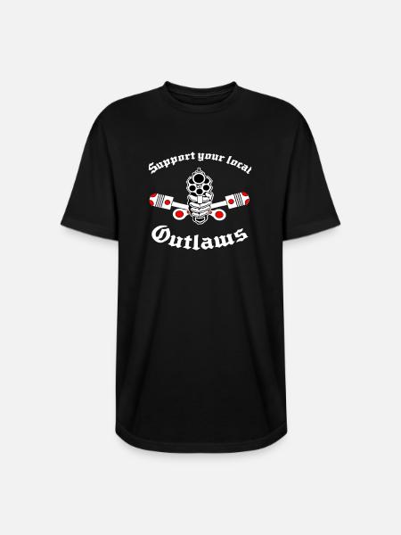 Support Local Outlaws Emblem - Long Body Men’s T-Shirt - black