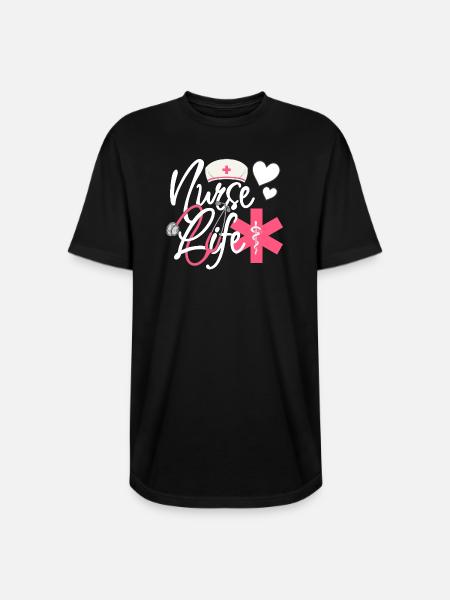 Nurse Life – Heart & Stethoscope Pride - Long Body Men’s T-Shirt - black