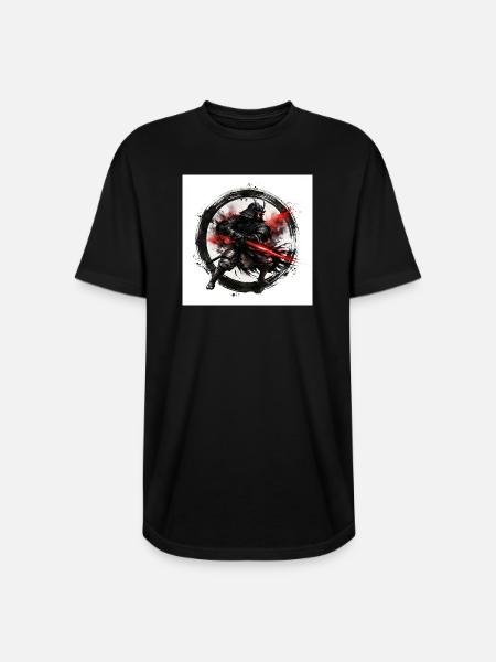 Shadow Samurai with Crimson Blade - Long Body Men’s T-Shirt - black