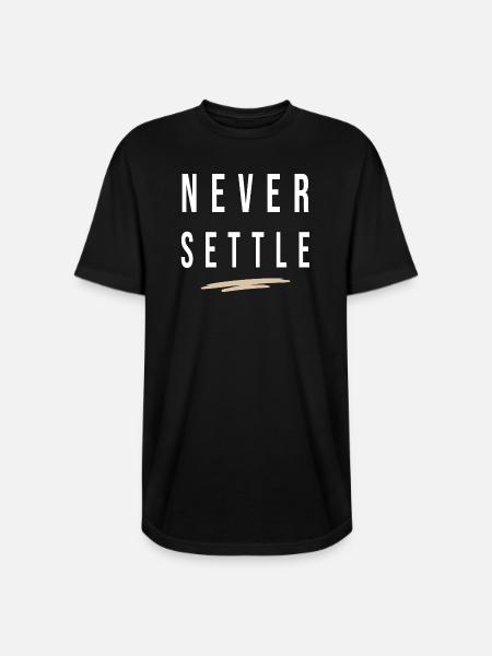 Never Settle - Long Body Men’s T-Shirt - black