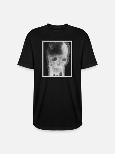 Monochrome Skull Halftone - Long Body Men’s T-Shirt - black