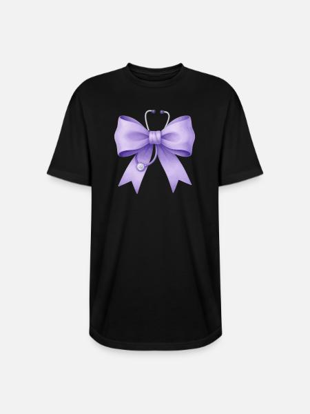 Purple Bow with Stethoscope - Long Body Men’s T-Shirt - black