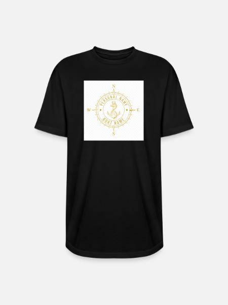 Nautical Compass Anchor Monogram - Long Body Men’s T-Shirt - black